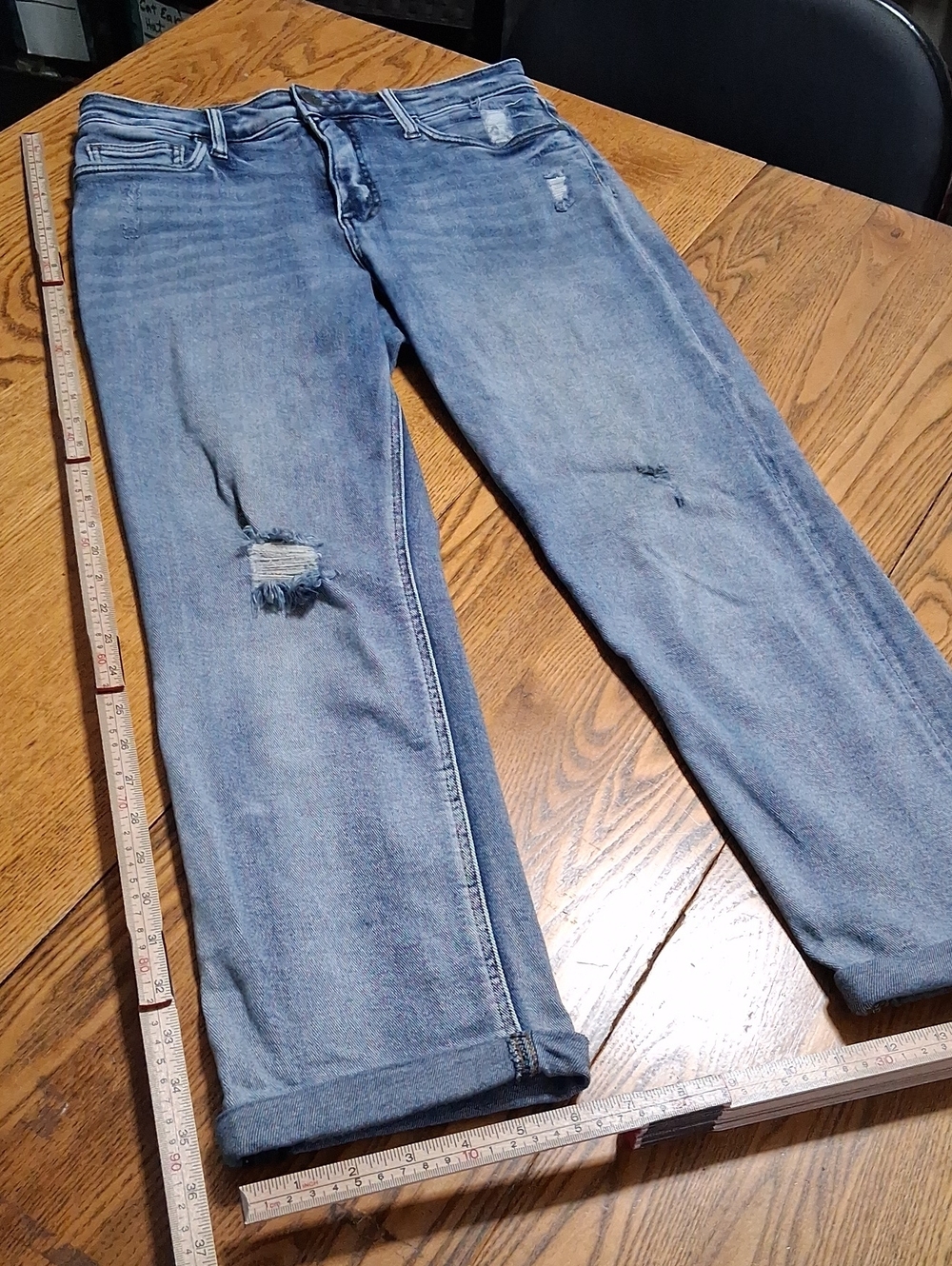 KUT FROM THE KLOTH  Womens JEANS 8 BLUE CUFFED CUFF Pants DENIM Used DISTRESSED